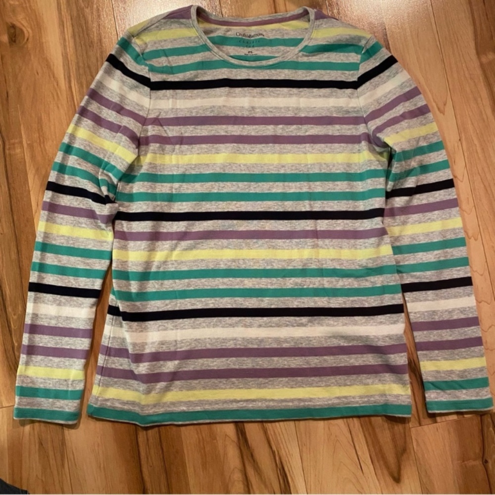 Croft & Barrow striped long sleeve Classic tee—PS